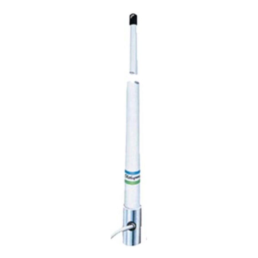 2.4m VHF Antenna White Fibreglass Economy - Chromed Brass Ferrule