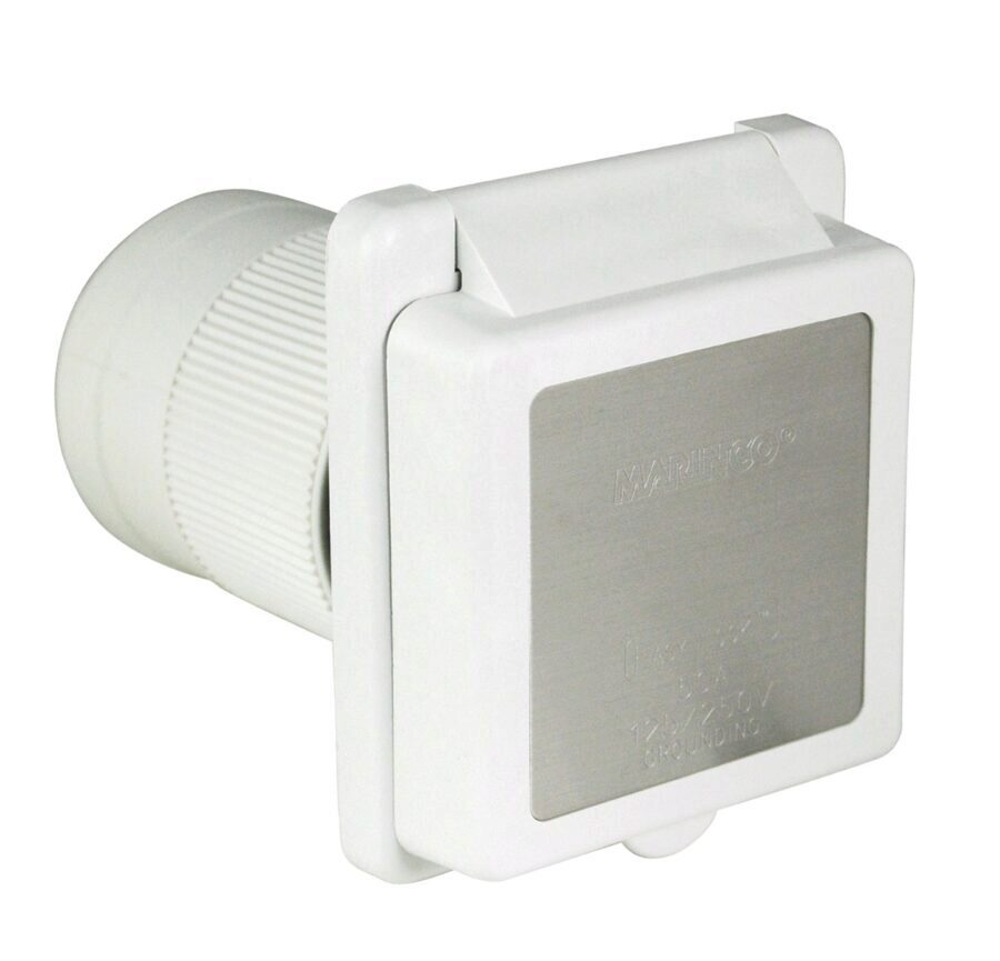 Inlet, 50A 125/250V, Square, White
