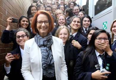 Prime Minister Julia Gillard at Mount St Josephs Girls College in Altona, 21 May 2013