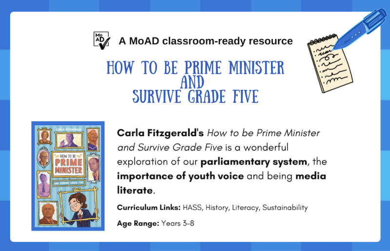 Image of the book cover how to be prime minister and survive grade five