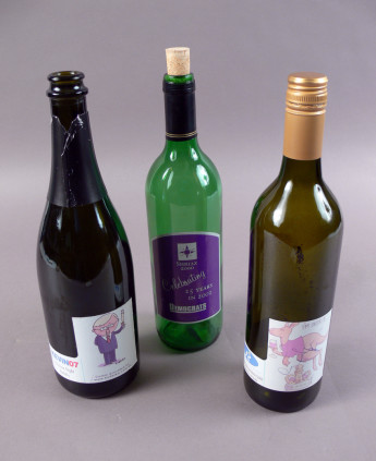 The three bottles recently accessioned into our collection. Photo: Steven Murkett, Museum of Australian Democracy