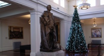 Christmas giving tree in King’s Hall, old Parliament House.