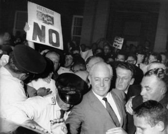 Harold Holt jostled during a November 1966 election rally in Rockdale. NAA: M4294, 7.