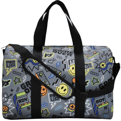 duffle bag with patches