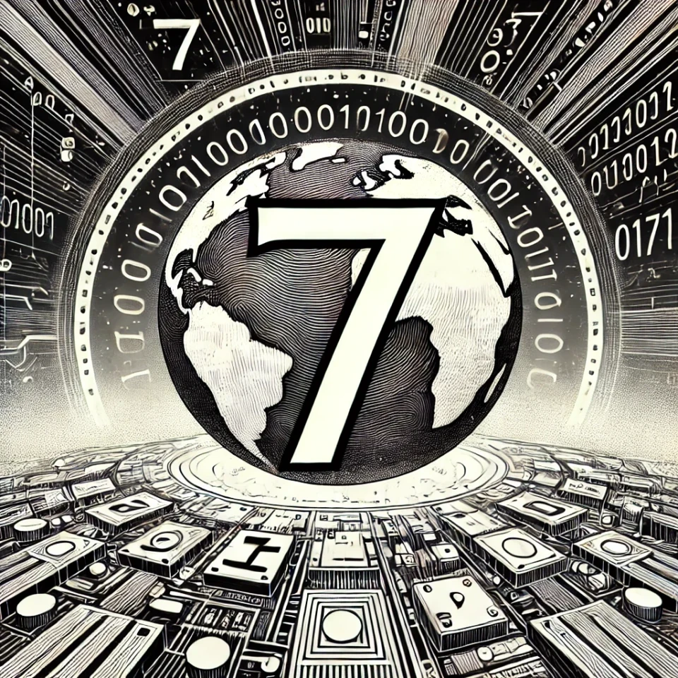 Image depicting 7 number on a digital landscape