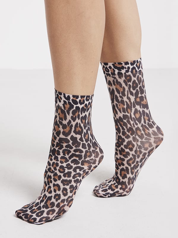 Precipice Multiple infinite Brown Leopard Print Socks | Nobody's Child