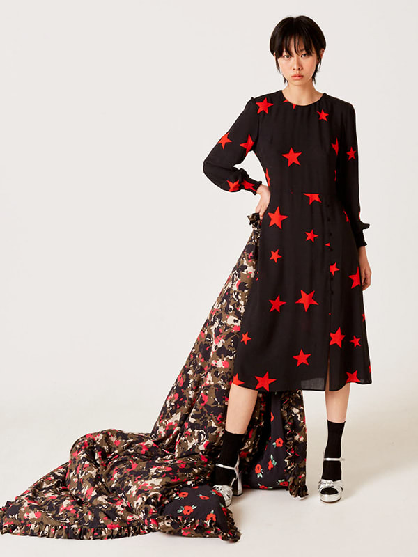 Black and Red Star Georgie Midi Dress