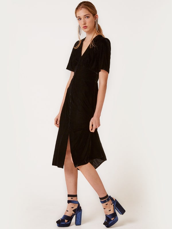 Black Alexa Velvet Midi Dress