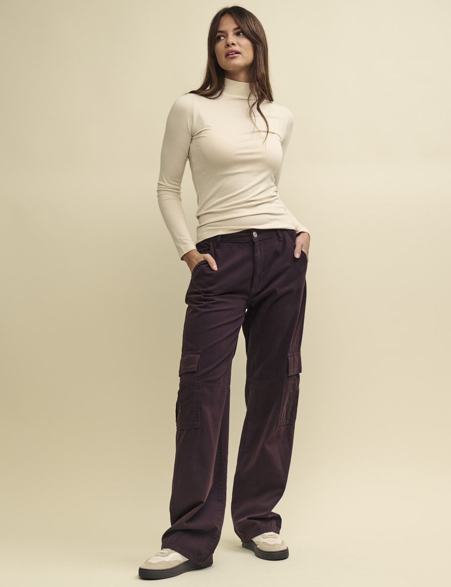 Brown Cargo Utility Straight Leg Twill Trousers