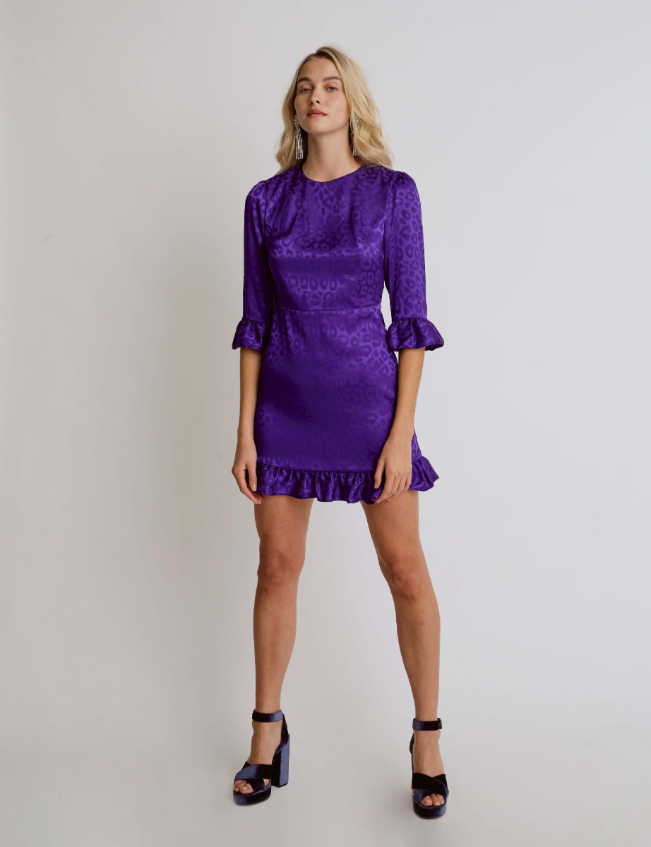 Purple Animal Fleur Mini Dress