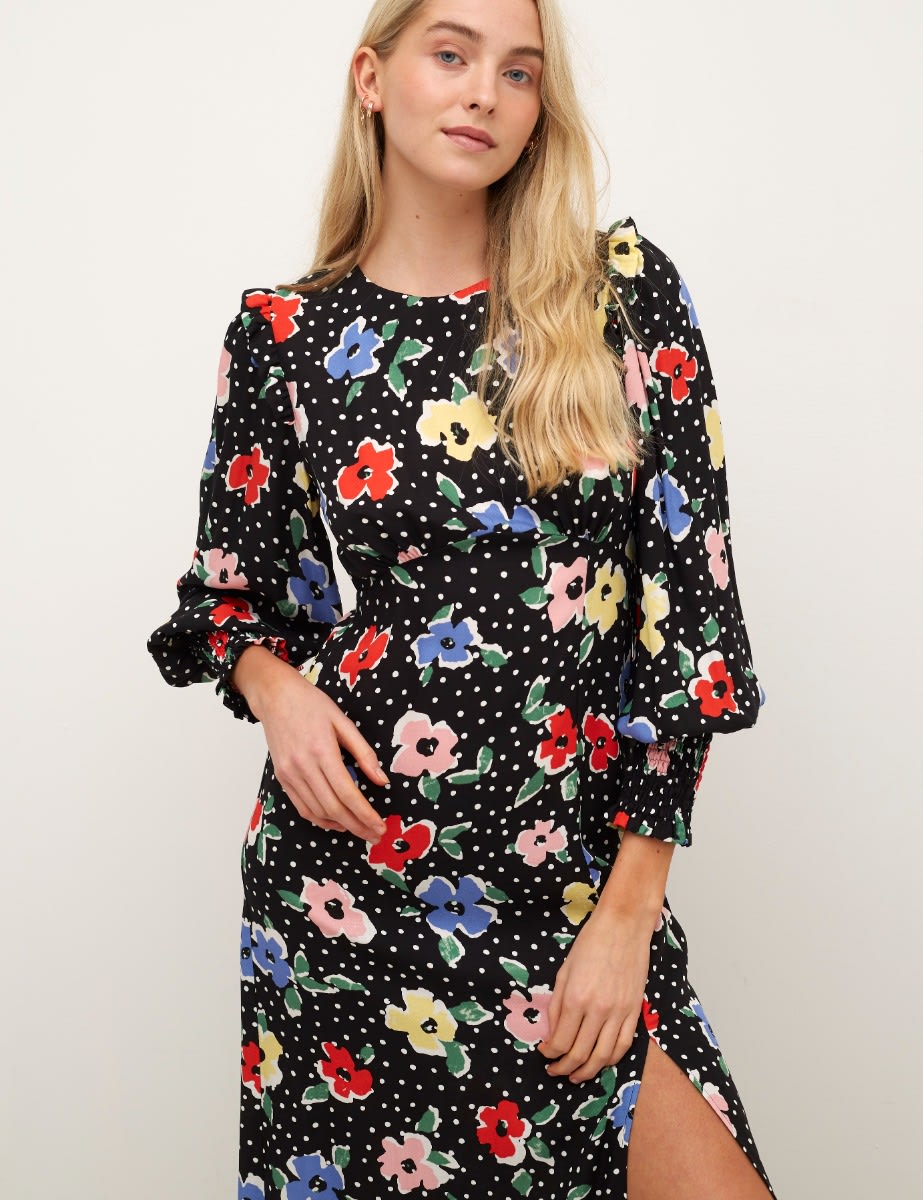 Safron Floral Ariana Midi Dress