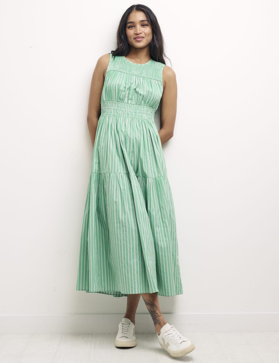 Green/Pink Stripe Elora Sleeveless Dress