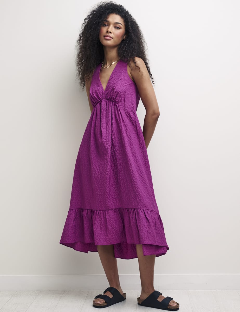Purple V-Neck Amy Sleeveless Midi Dress