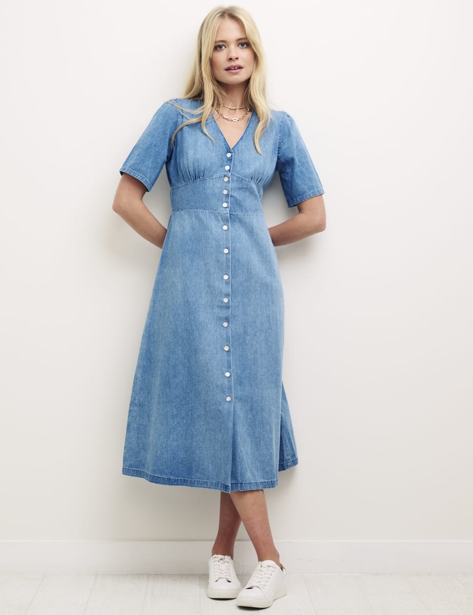 Blue Denim Alexa Midi Tea Dress