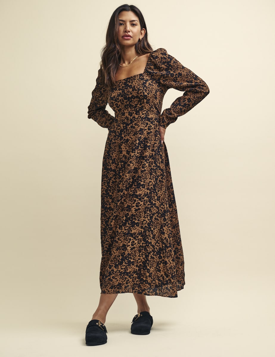 Leopard Print Abby Midi Dress