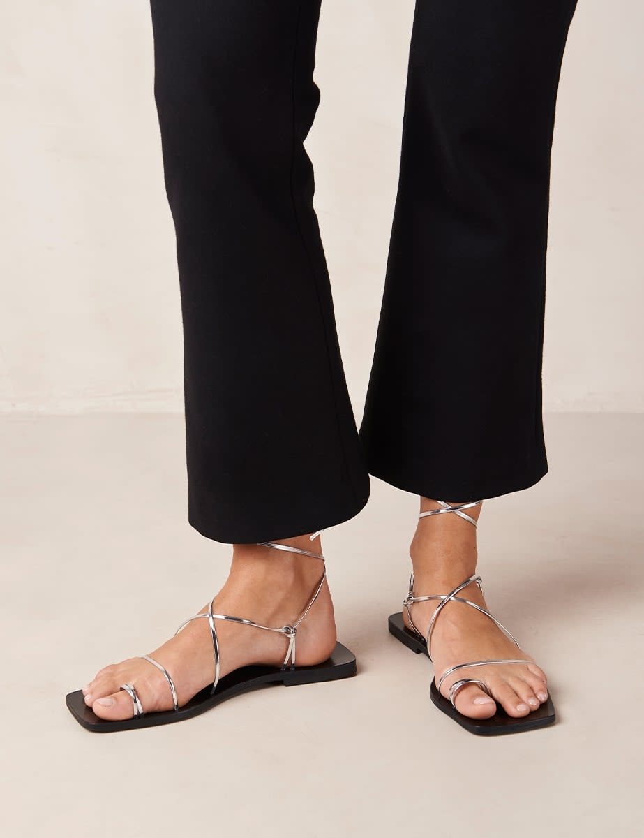 Alohas Bamboo Leather Silver Sandals