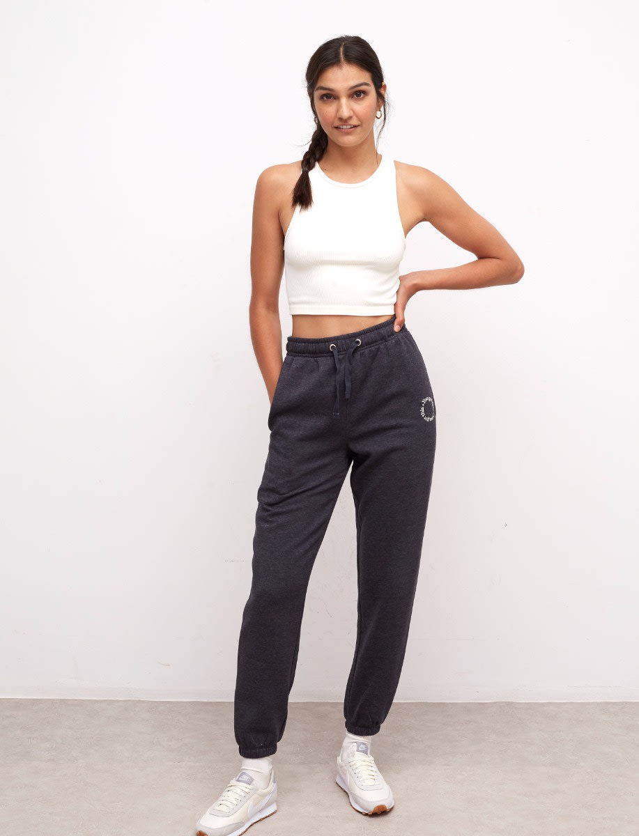 Charcoal You Got This Embroidered 90s Jogger