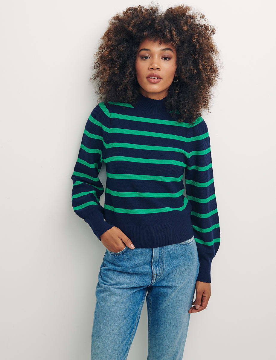 Green And Navy Striped Jumper