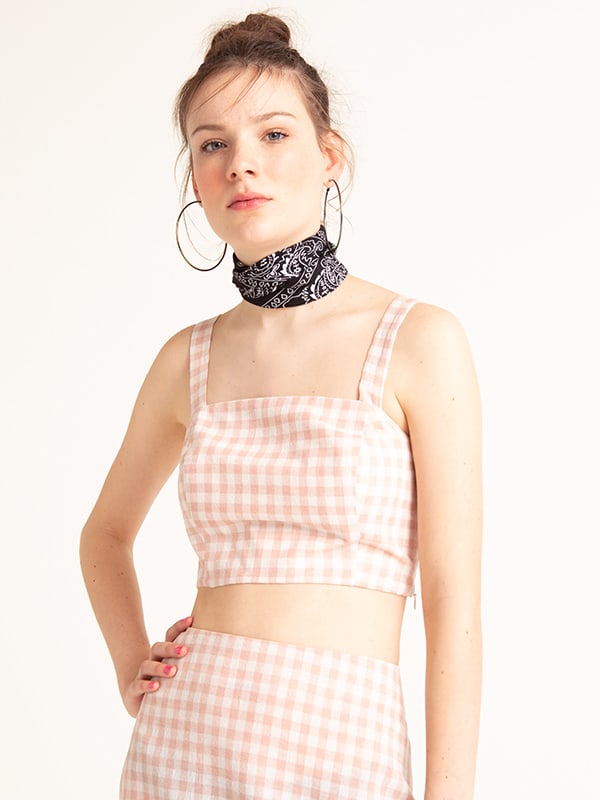 Pink and White Check Penny Crop Top