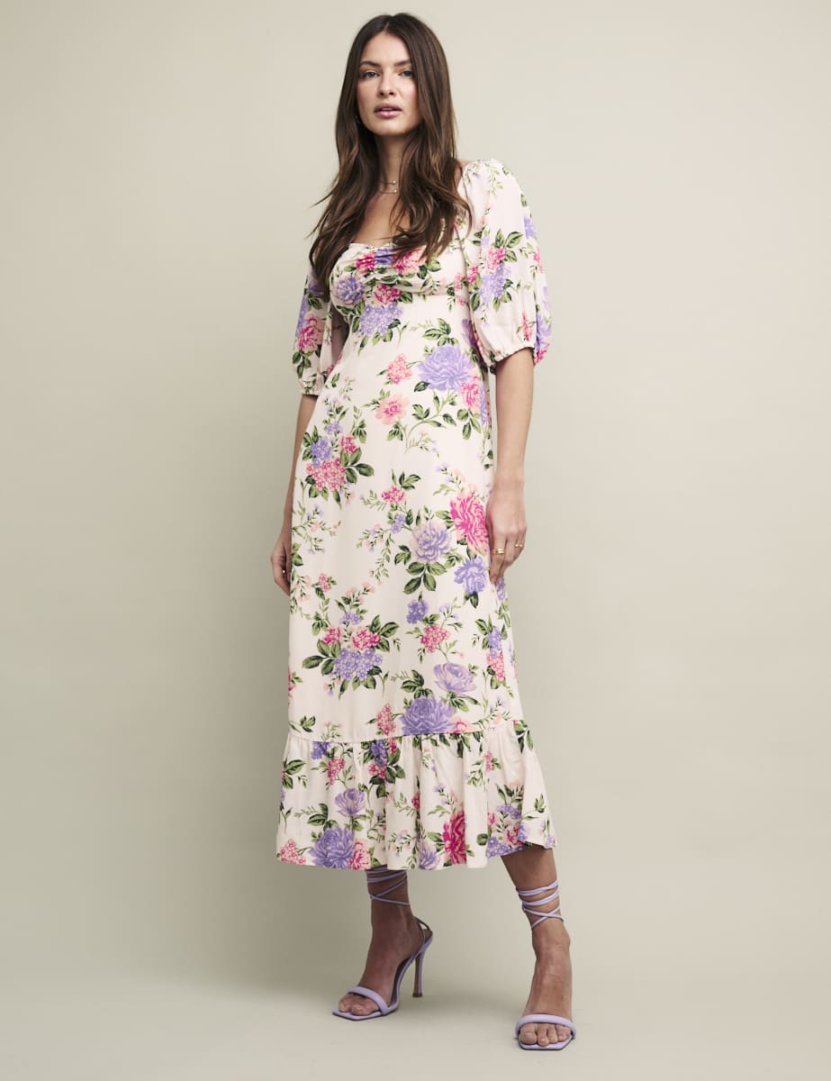 Cream Floral Coco Sleeveless Midi Dress | Nobody's Child