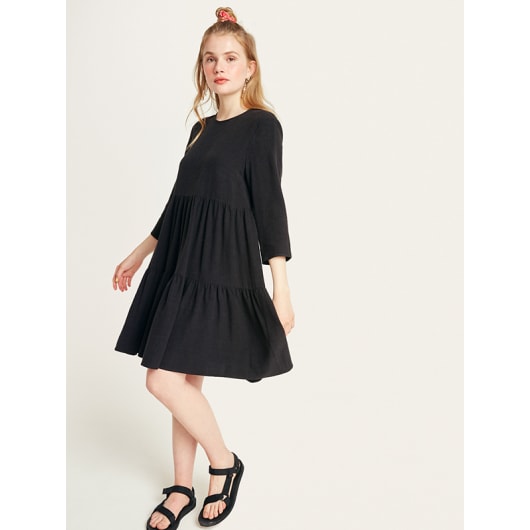 Black Coryn Linen Blend Smock Mini Dress | Nobody's Child