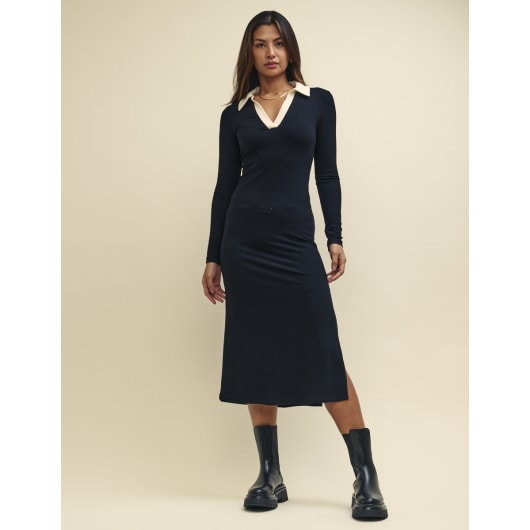 Black Long Sleeve Polo Payton Dress | Nobody's Child