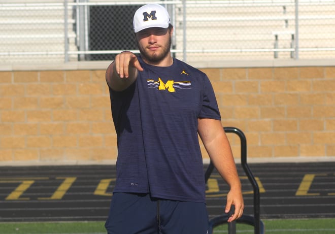 Rivals100 offensive lineman Rocco Spindler holds an offer from Michigan Wolverines football recruiting, Jim Harbaugh.