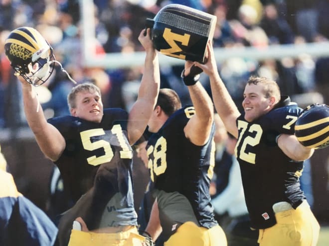 Former Michigan Wolverines football offensive lineman Doug Skene (far right).