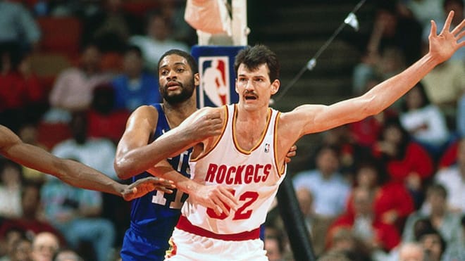 Former NC State Wolfpack center Chuck Nevitt playing for the Houston Rockets.