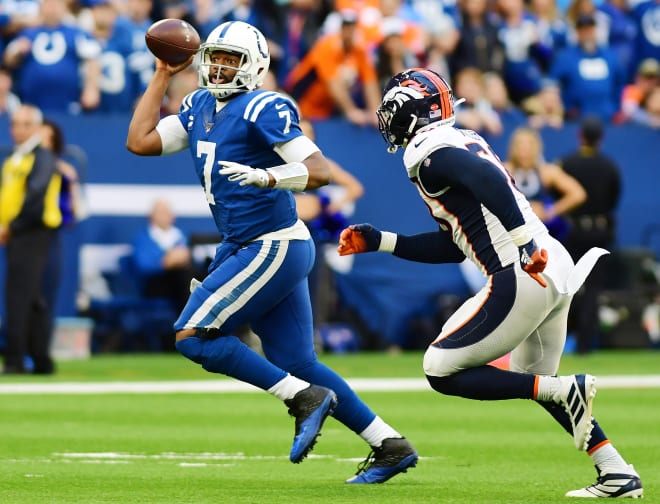 Colts quarterback Jacoby Brissett tied Tom Brady in QBR last season with an 88.0 average. 