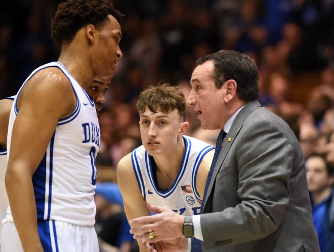 Duke coach Mike Krzyzewski and the Blue Devils play at NC State at 9 p.m. Wednesday night.