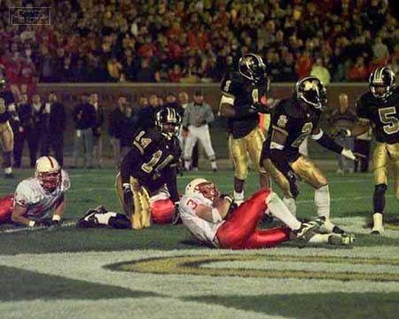 Wide receiver Matt Davison caught his game-tying touchdown pass against Missouri of the foot of wide receiver Shevin Wiggins. 