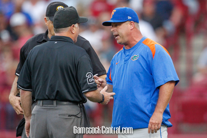 Kevin O'Sullivan argues with the umpires in Saturday's game. 
