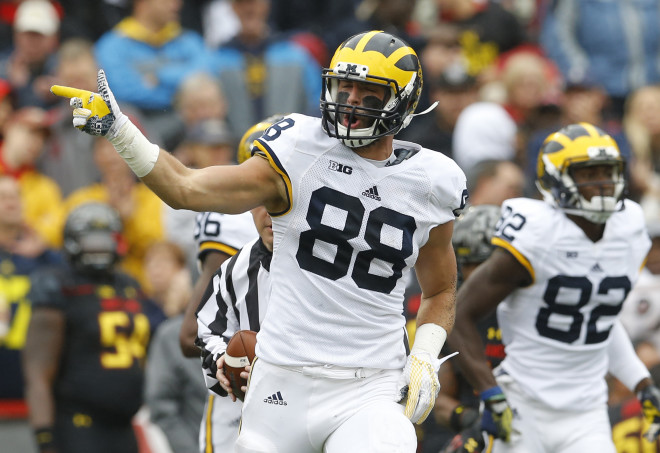 Michigan tight end Jake Butt probably saw his stock raise as much as any player this past season in Jim Harbaugh's pro-style offense.