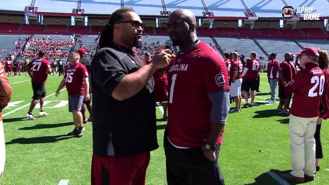 Langston Moore interviews Anthony Wright at the 2016 spring FB game