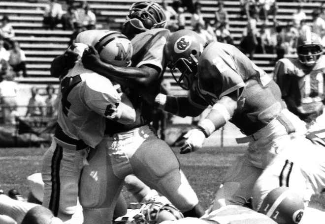 Defensive lineman Dee Hardison routinely made big hits for the Tar Heels in the mid-1970s.