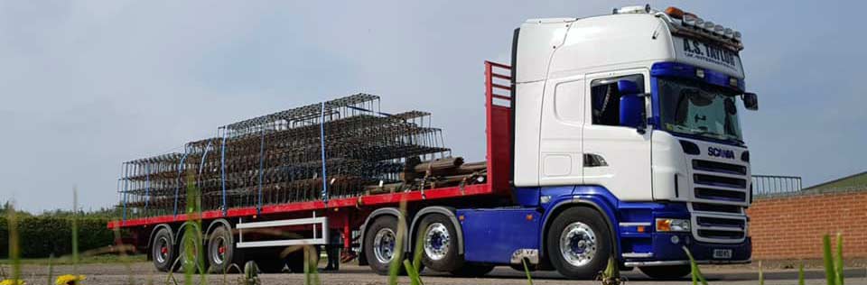 mesh loaded onto a lorry for delivery