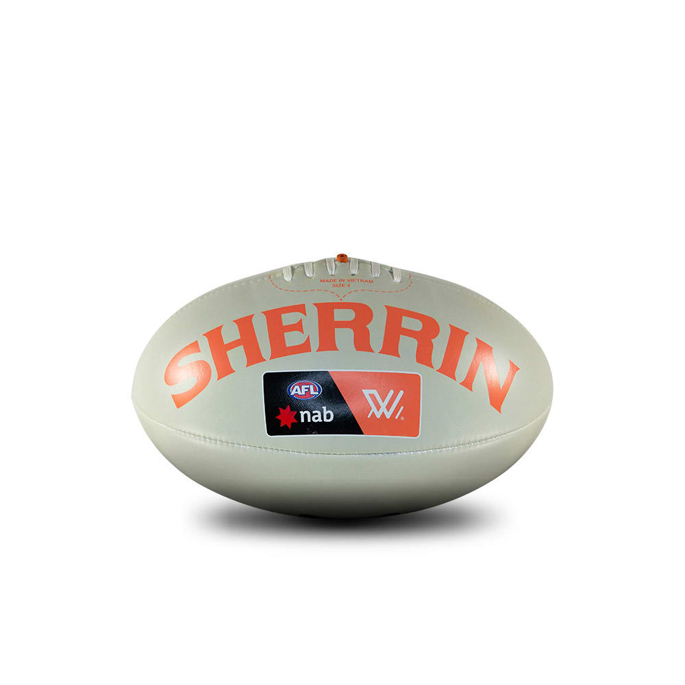 Size 4 Sherrin AFLW Replica League Football Leather Ball In Grey 