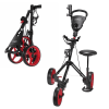 EX DEMO Caddymatic Golf X-TREME 3 Wheel Push/Pull Golf Tolley with Seat Black/Red