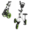 EX-DEMO Caddymatic Golf X-TREME 3 Wheel Push/Pull Golf Tolley with Seat White/Green