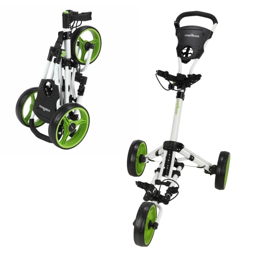 Caddymatic Golf X-Lite One-Click Folding Pull/Push Golf Trolley White/Green