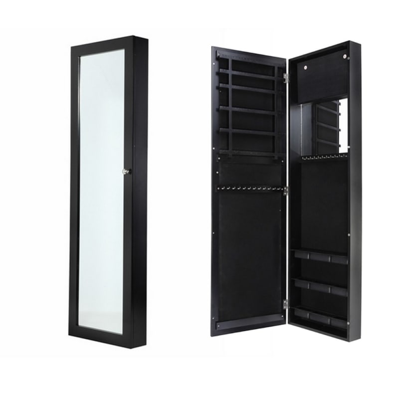 Open Box Homegear Wall Mounted Mirrored Jewelry Cabinet Black Just 48 99 Cabinets At 247 Com - Wall Mounted Jewellery Boxes