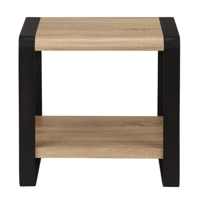 Homegear Oak Living Room Furniture Side / End Table with Iron Frame