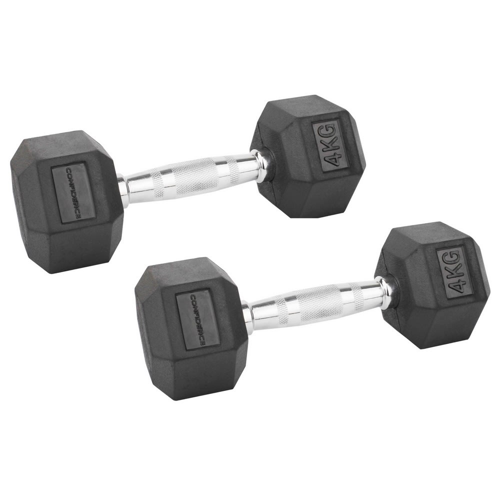 Confidence Fitness 4kg Rubber Hex Dumbbell Set GetFit.co.uk