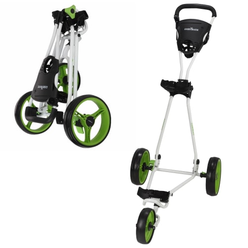 Caddymatic Golf Continental 3 Wheel Folding Golf Push/Pull Trolley White/Green