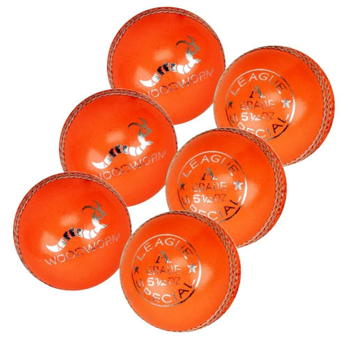 6 x Woodworm League 5 1/2oz Cricket Balls - Orange