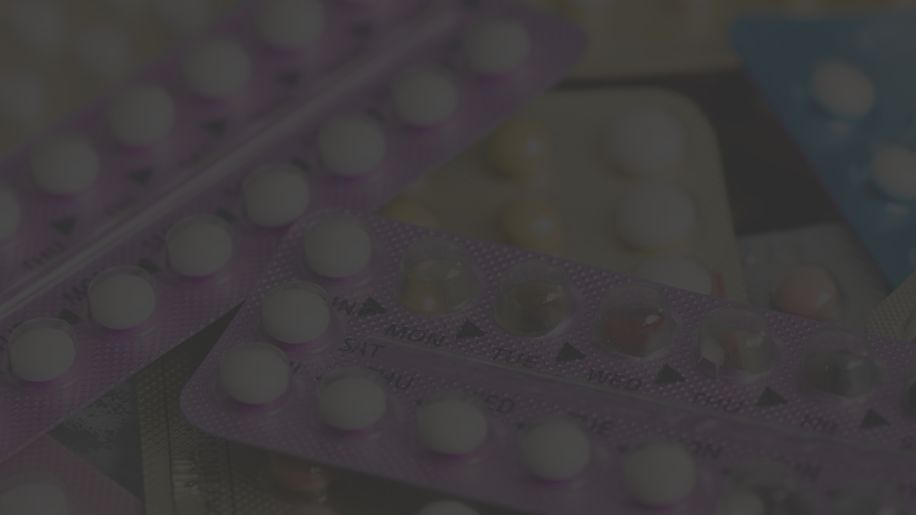 Colorful birth control pill packs
