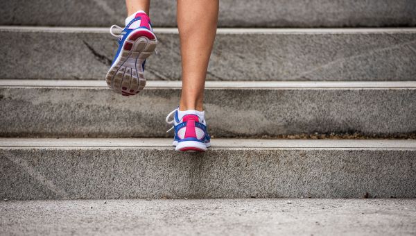 walking up stairs