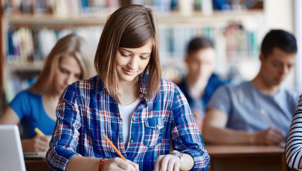 kid at school, college, taking test