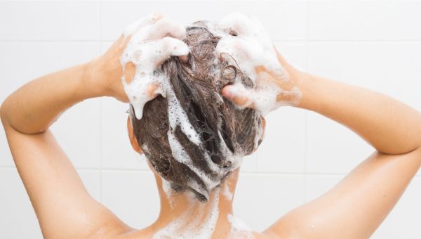 woman washing her hair